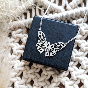 Butterfly necklace, geometric necklace, origami butterfly, animal necklace, origami animal, silver butterfly Pendant, Christmas gift