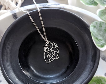 Heart necklace, Anatomical Heart pendant, Silver heart, heart charm, heart jewelry, science necklace, medical jewelry, anatomy, small Heart