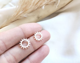 Sun Studs Earrings, Tiny silver sun earrings, silver post earrings, silver Studs, celestial studs, minimalist delicate studs, Christmas gift