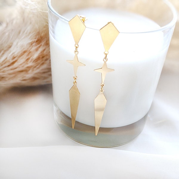 Boucles d'oreilles étoiles, boucles d'oreilles géométriques, Bijoux, cadeau de Noël