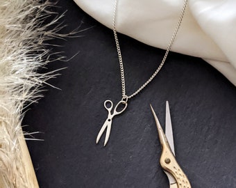 Small Scissors necklace, tiny scissors pendant, Sewing necklace, Hairdresser necklace, Hairstylist gift, Personalised necklace