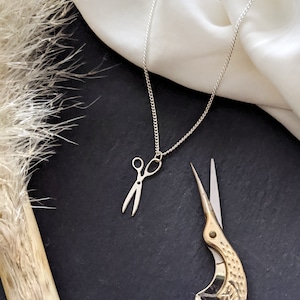 Small Scissors necklace, tiny scissors pendant, Sewing necklace, Hairdresser necklace, Hairstylist gift, Personalised necklace