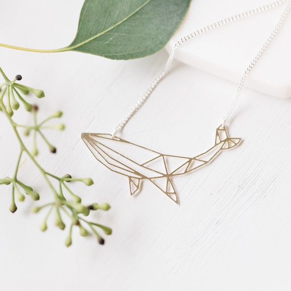 Origami Whale Necklace Geometric UK Seller Origami Whale Necklace Geometric UK Seller