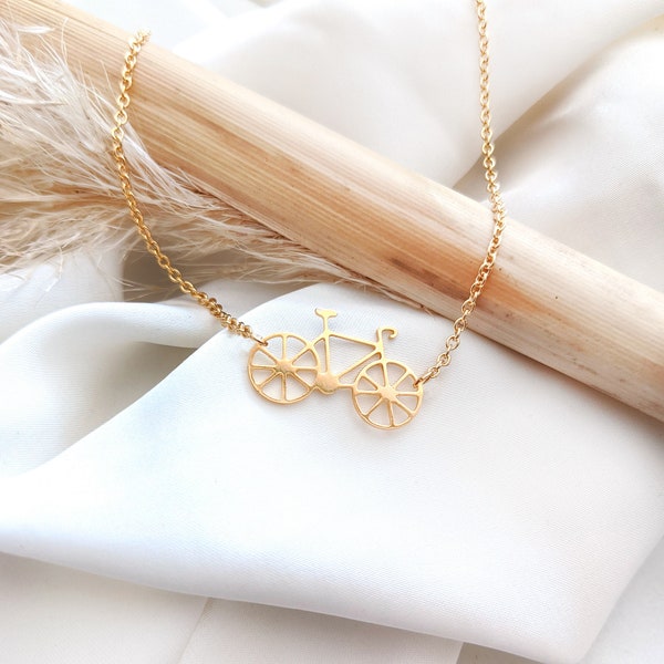 Tiny Bicycle Necklace, small Bicycle charm in gold, sport jewellery, Cycling Necklace, Minimalist Necklace, initial necklace, gold necklace