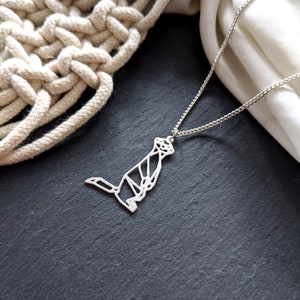 Meerkat necklace, silver Meerkat charm, geometric Meerkat jewellery, animal lover gift, personalised initial necklace, statement necklace image 2