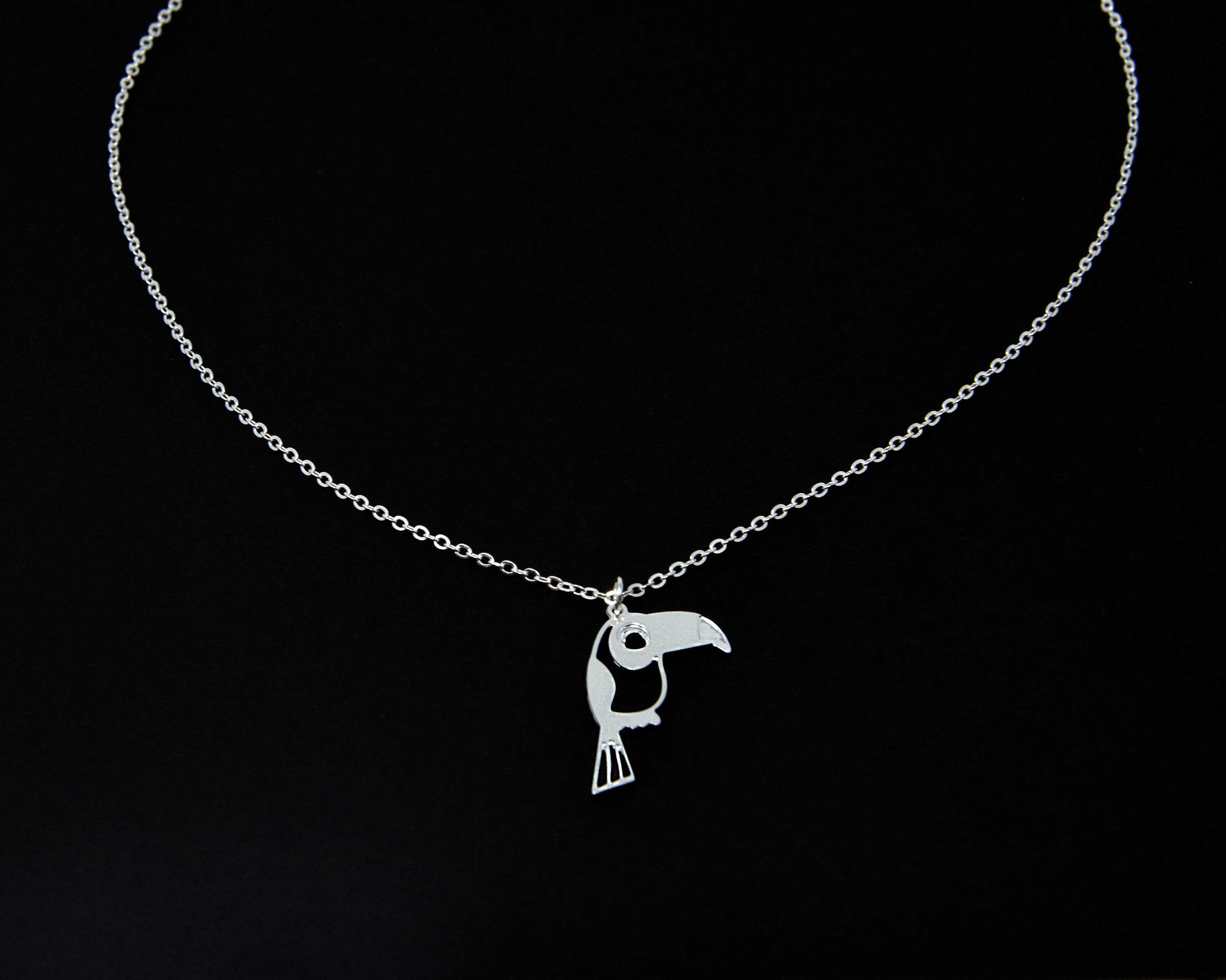  Toucan necklace, toucan charm, bird necklace, bird charm,  personalized necklace, initial necklace, monogram, initial charm : Handmade  Products