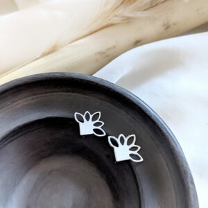 Silver Lotus Studs Lotus Earrings, Tiny Lotus Flower studs earrings, Floral earrings, Buddhist Yoga Jewelry, Lotus jewelry, Botanic studs
