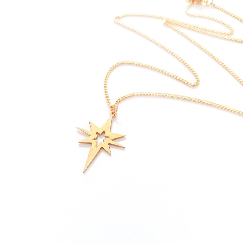 Star Necklace Geometric Necklace Cut Out Star Sparkle Star Etsy