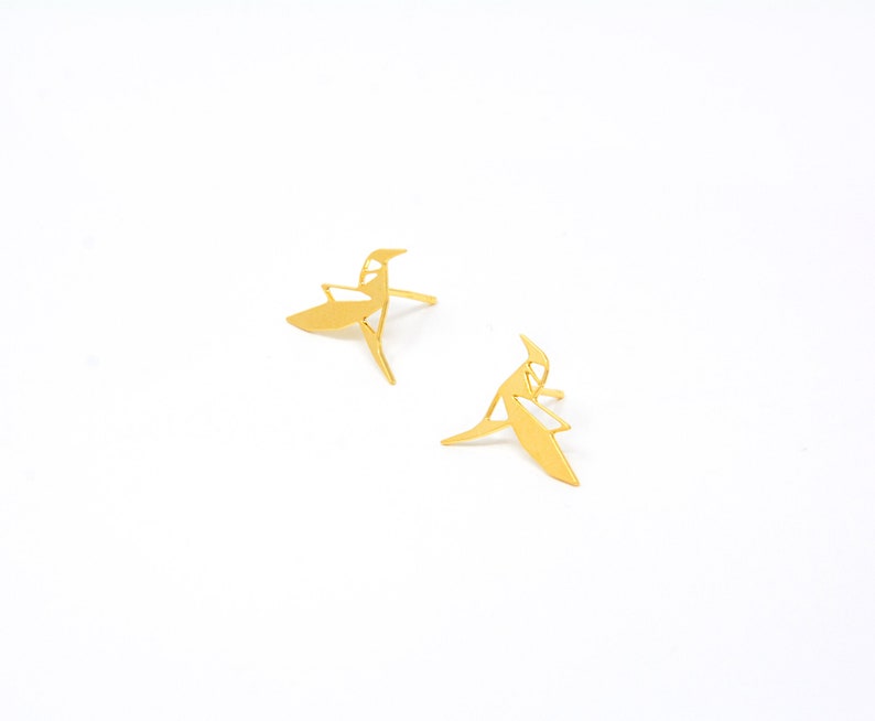 Hummingbird Stud Earrings Origami Bird Earrings Bird Etsy