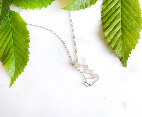 Kaninchen Origami Halskette Origami Schmuck Hase Geometrische Kaninchen Geometrische Halskette Origami Hase Anhänger Muttertag