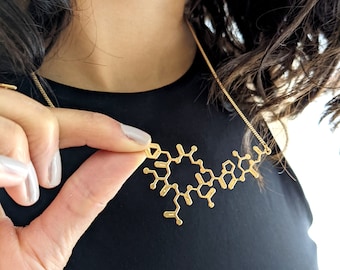 Gold Oxytocin Molecule Necklace: Chemistry Science Jewelry, Love Hormone