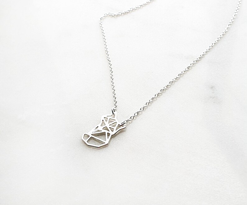 Fox Origami Necklace Geometric Fox Necklace Silver Fox Tiny - Etsy