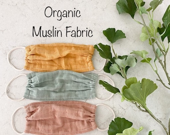 ORGANIC GOTS MUSLIN mask | Adult • Teen • Child | Many Sizes  | Single Layer