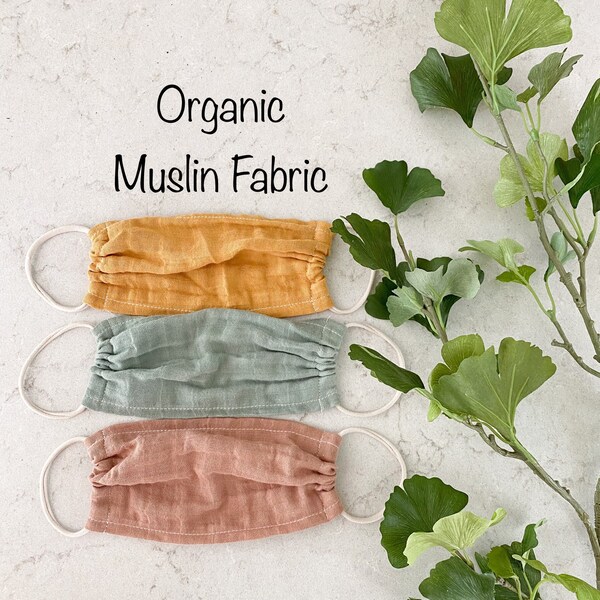 ORGANIC GOTS MUSLIN mask | Adult • Teen • Child | Many Sizes  | Single Layer