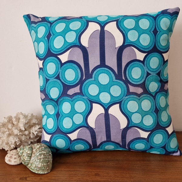 Handmade geometric pattern envelope cushion cover vintage 1960s 1970s fabric