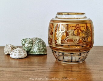 Vintage Bohemian gilded & enamelled glass vase