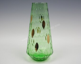 Vintage 1960s Borske Sklo green glass vase