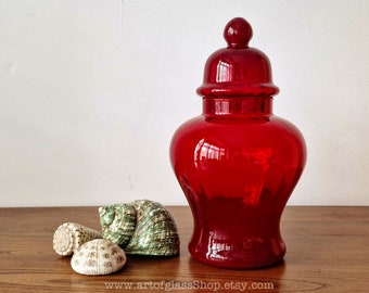 Vintage 1960s/1970s retro ruby glass candy jar