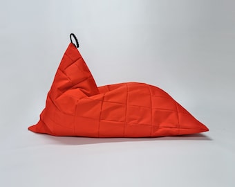 Beanbag OVNI long by OSKAR PEREK, Lounger pouf, Floor pillow, zero waste, red