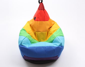 Sitzsack TIPI Patchwork, Regenbogen, Oskar Perek, Bodenkissen, vertraulich