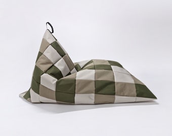 Beanbag Tricolore OVNI long by OSKAR PEREK, Lounger pouf, Floor pillow, zero waste