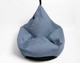 Beanbag chair TIPI SPA blue melange with a linen texture