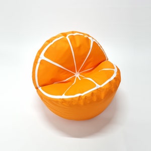 Beanbag ORANGE fruit, juicy, amber Oskar Perek, floor cushion, pouffe
