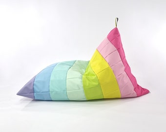 Beanbag SUGAR RAINBOW OVNI long by Oskar Perek, Lounger pouf, Floor pillow, zero waste