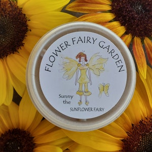 FLOWER FAIRIES Sunflower Fairy,  Sunflower seeds party favor, garden kit, fairy house birthday fairy birthday garden fairies