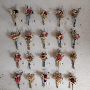 Tiny dried flower Bouquets - mini dried flower arrangements, dried flower present toppers, dry flower boutonnieres small bunches dry flower