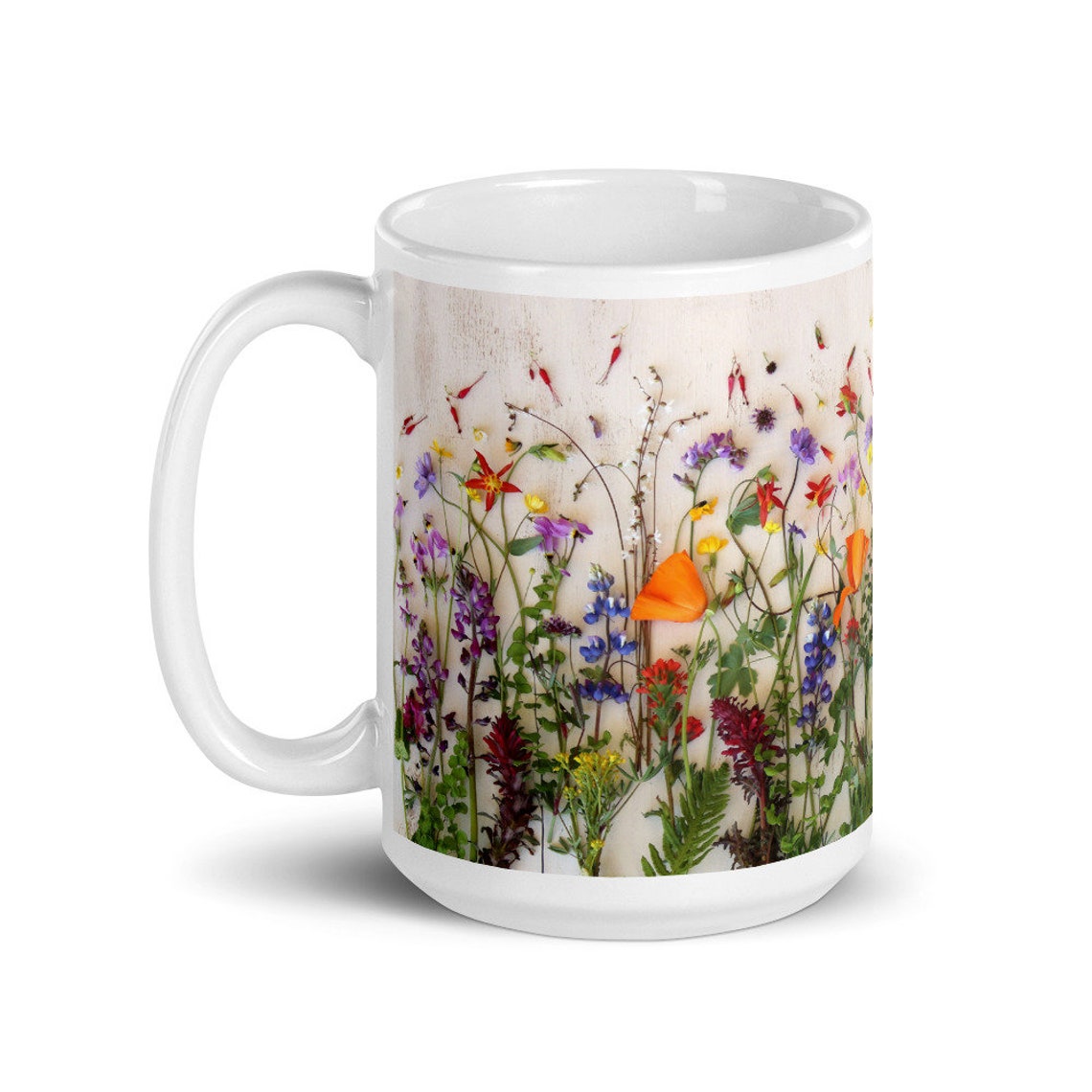 Floral Coffee Mug Printed With Colorful Wildflowers Etsy