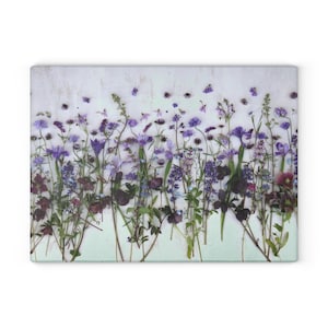 Glass Cutting Board with Lavender wildflowers