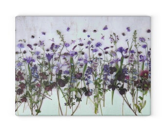 Glass Cutting Board with Lavender wildflowers