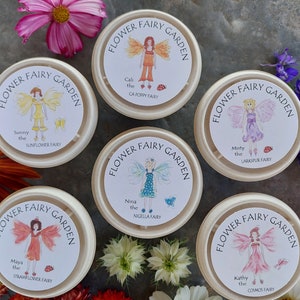 6 FLOWER FAIRY birthday party favors for a fairy garden party, fairy party birthday supplies