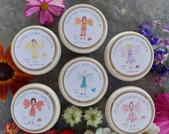 6 FLOWER FAIRY birthday party favors for a fairy garden party, fairy party birthday supplies