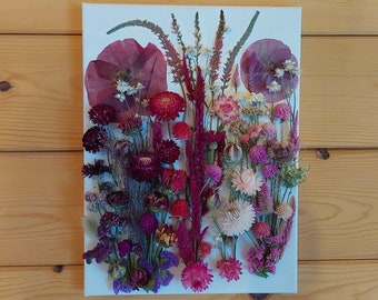 Dried flower art on canvas, pressed flower painting, dry flower wall hanging #3