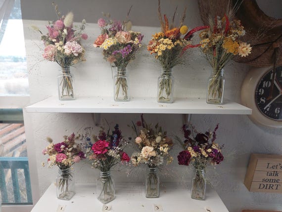 Rose Bouquets of dried flowers - petite dried flower arrangements, dried wedding flowers, small bunches dry flowers, small bouquets