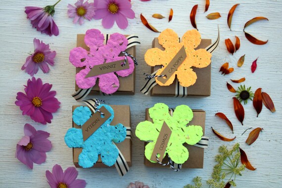 paper flower gardener gift tags plantable paper gift for wife flower seed bomb flower seeds recycled paper flower seed kit floral tag recycled paper flower seeds