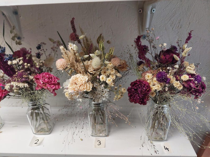 Ramos de rosas de flores secas - pequeños arreglos de flores secas, flores secas para bodas, pequeños ramos de flores secas, pequeños ramos imagen 2