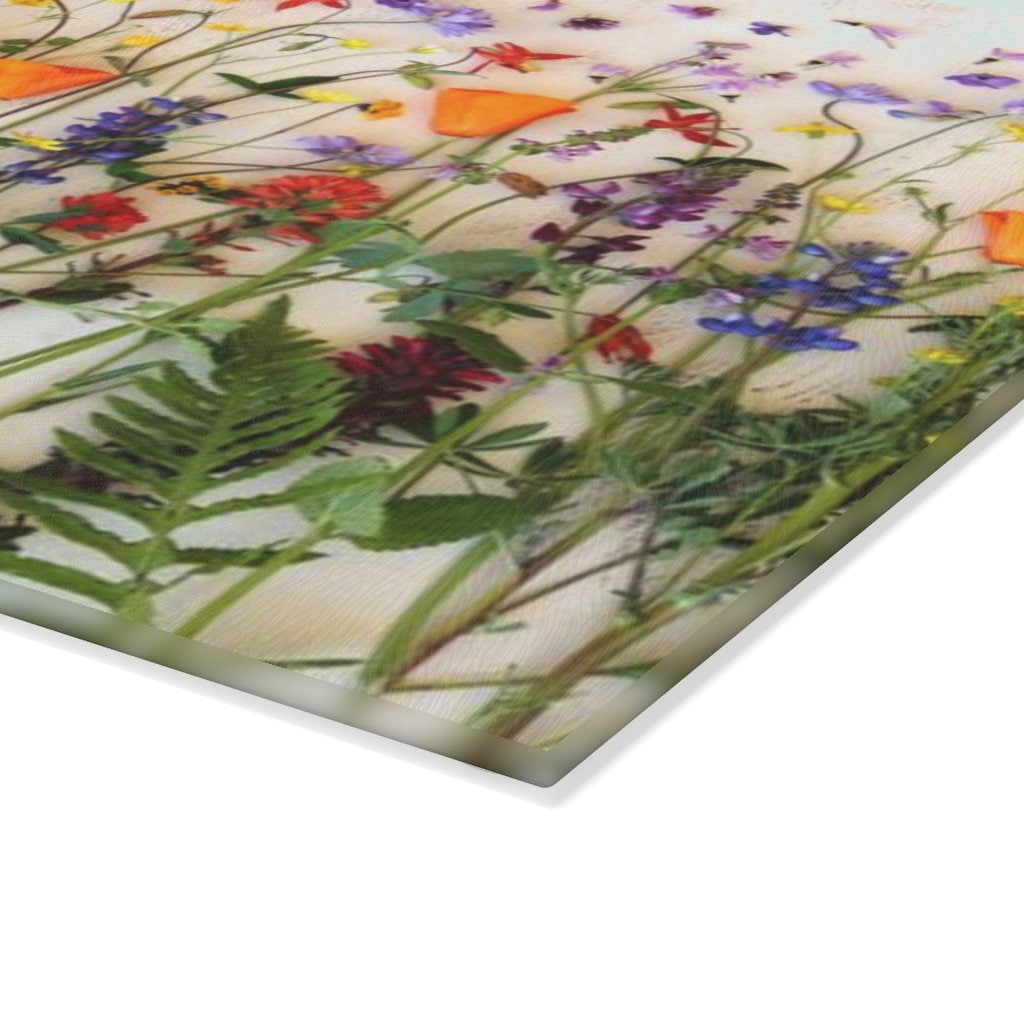 Floral Montage - Glass Cutting Board