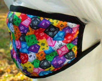 Rainbow Dice Pile Reusable Face Mask