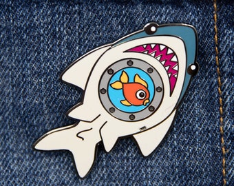 Fish Rocket enamel lapel pin