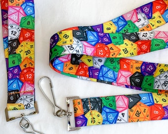 Rainbow Dice Pile Lanyard,  Keyfob and Combo Deal