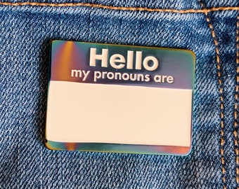 Pin de solapa de esmalte suave "Hola, mis pronombres son" (pin de grado A)