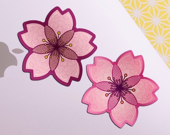 Kimono Patterned Sakura Flower Waterproof Vinyl Sticker