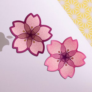Kimono Patterned Sakura Flower Waterproof Vinyl Sticker