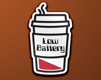 Low Battery Coffee Vinyl Sticker Decal