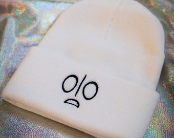 Sad Ghost Embroidered Beanie