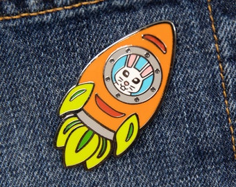 Bunny Rocket enamel lapel pin