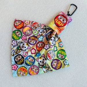 Daruma and Lucky Cat Microfiber Pouch